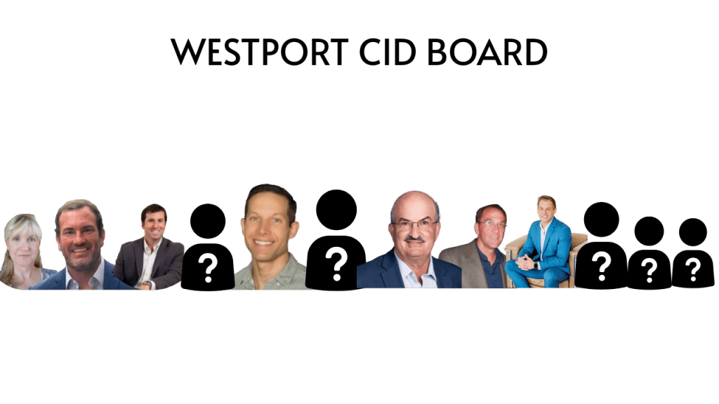 Headshots of the 12 CID members in the Westport RICO case. Blank silhouettes represent CID board members whose identities could not be independently verified at the time of publication.