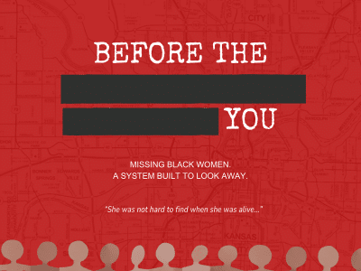 Map of Kansas City with text over it the reads "before the you" as part of the full sentence "before the system believes you." is redacted