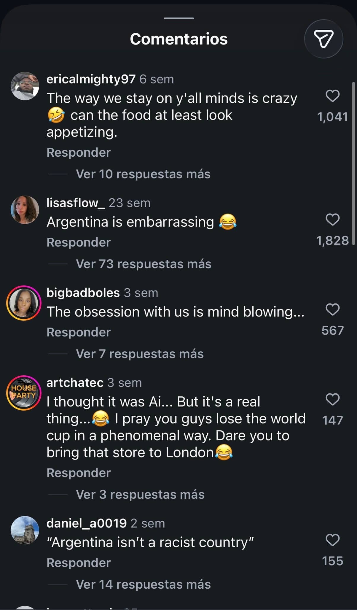 Screenshot of the restaurant's social media marketing