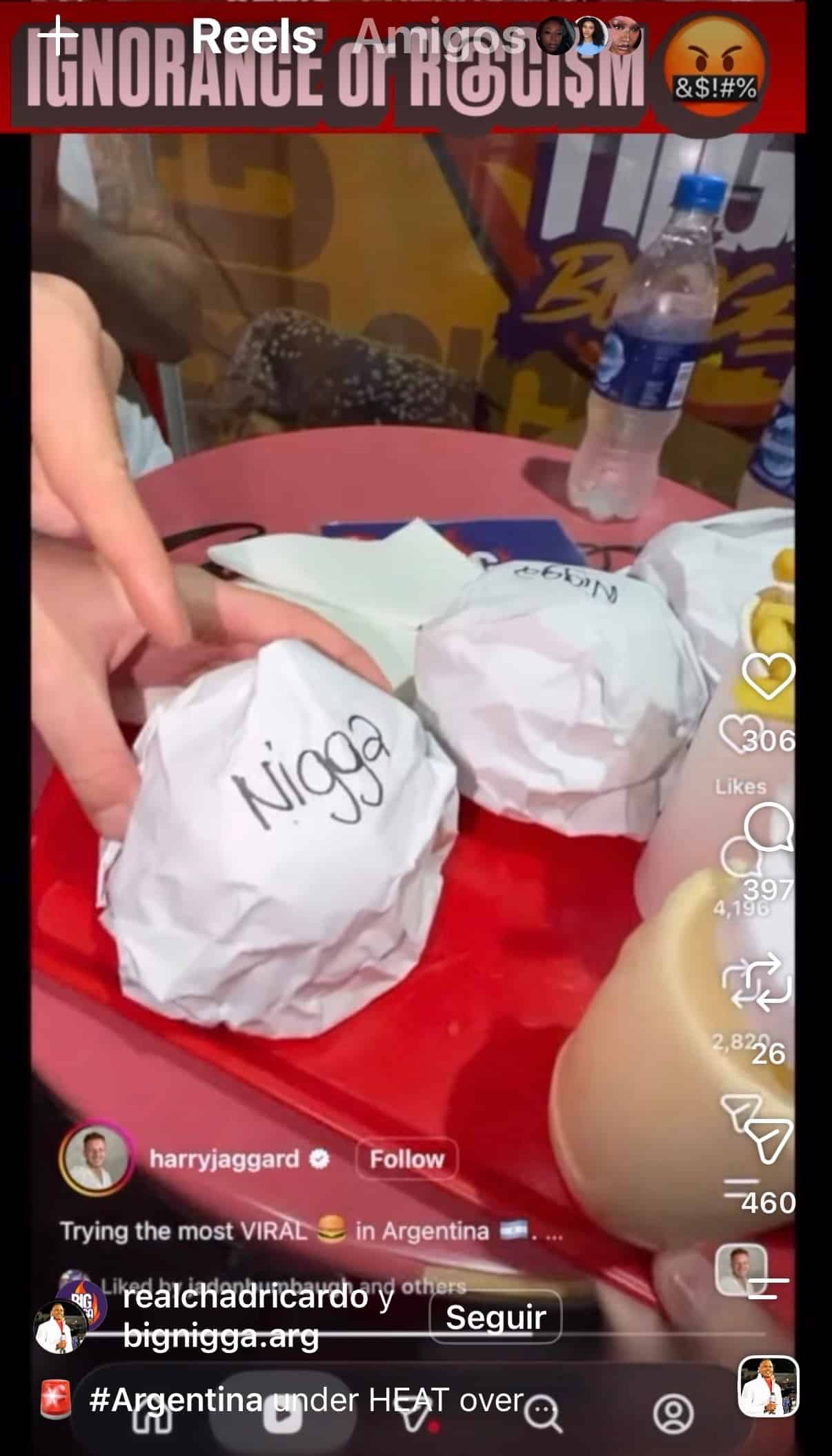 Screenshot of the restaurant's social media marketing