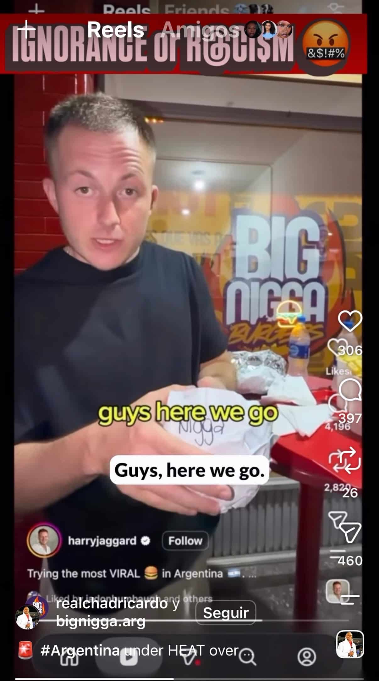 Screenshot of the restaurant's social media marketing