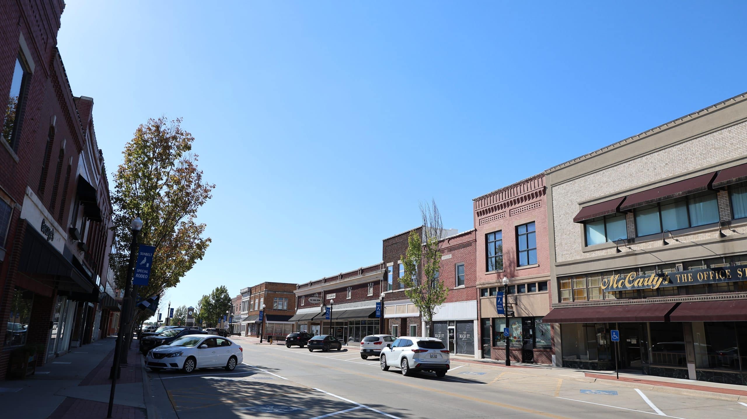 Storefronts along Parsons’ downtown business district.